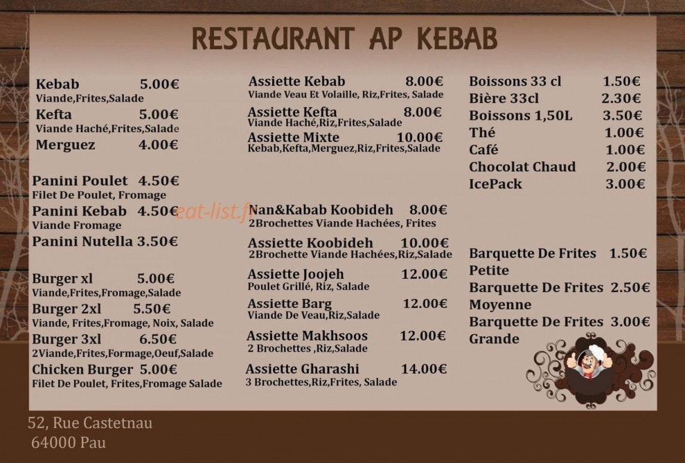 Ap Kebab — carte page 1