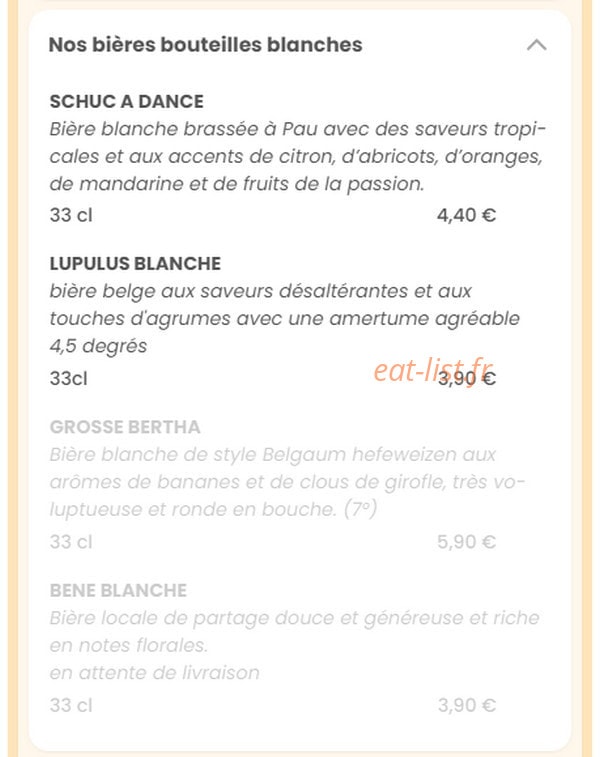 Babette Beer House — carte page 19