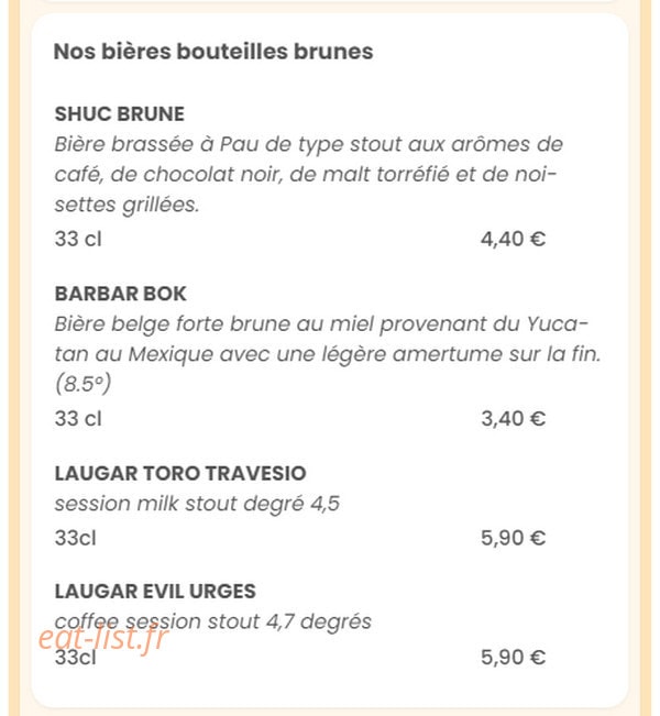Babette Beer House — carte page 18