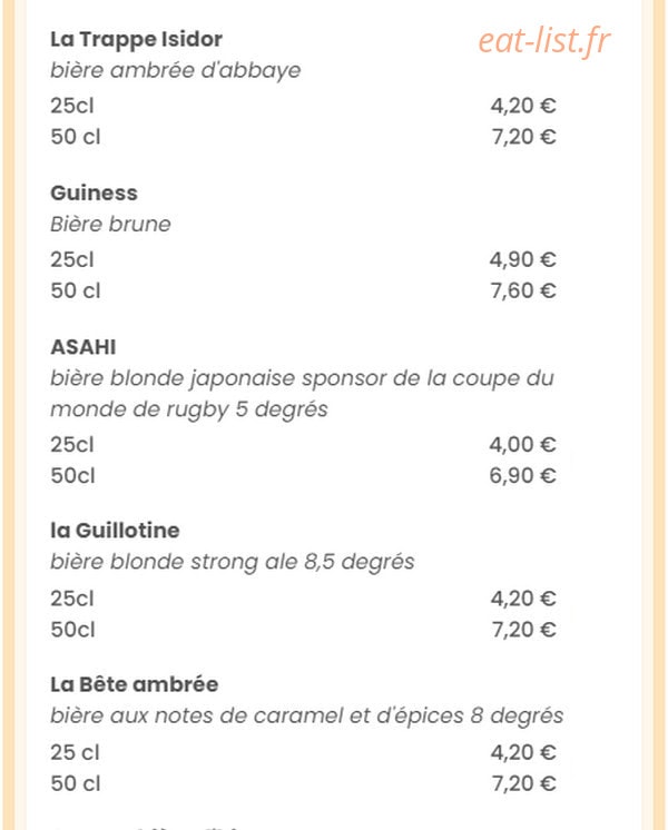Babette Beer House — carte page 8