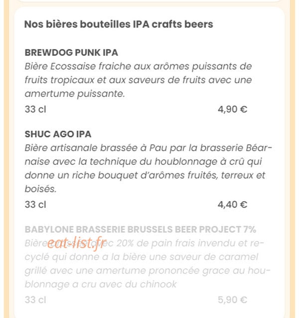 Babette Beer House — carte page 21