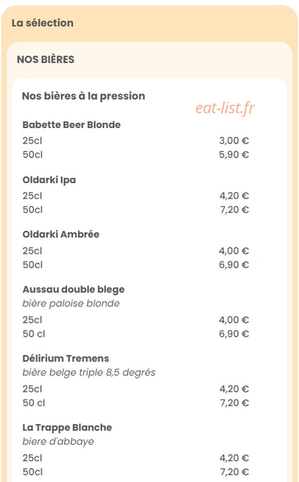 Babette Beer House — carte page 7
