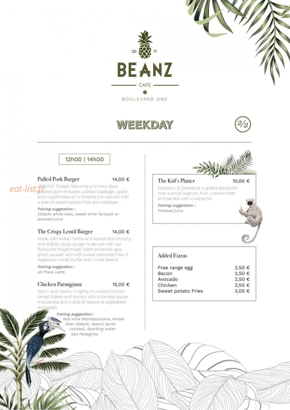 Beanz Cafe — carte page 2