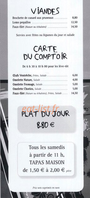 Bistrot des Halles — carte page 3