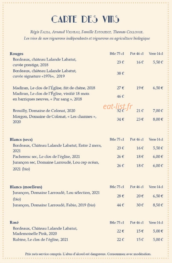 Brasserie d'Orléans — carte page 2