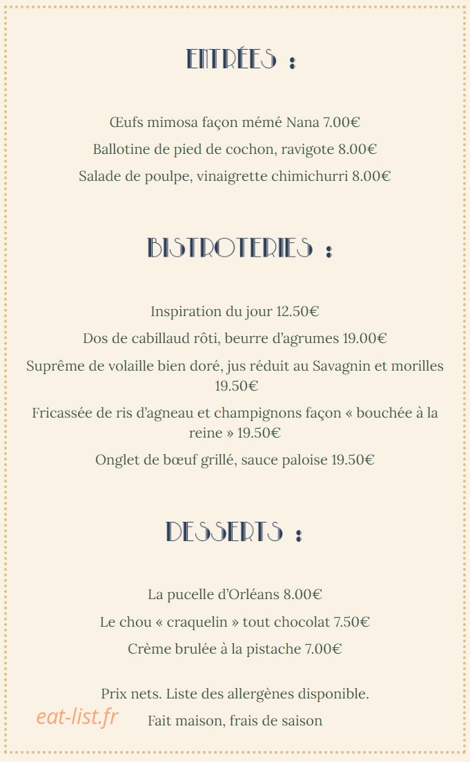 Brasserie d'Orléans — carte page 1