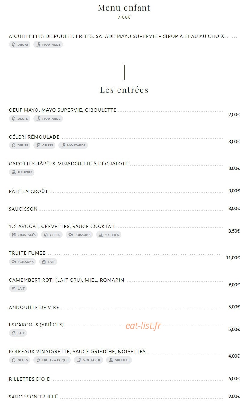 Brasserie Supervie — carte page 2