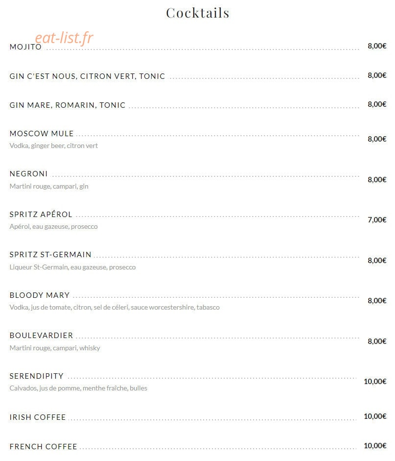 Brasserie Supervie — carte page 23