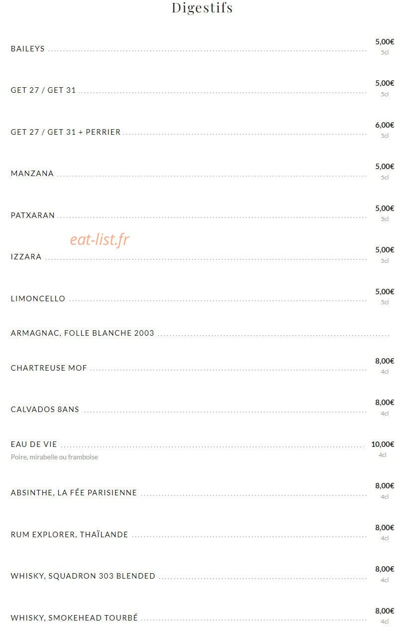 Brasserie Supervie — carte page 15
