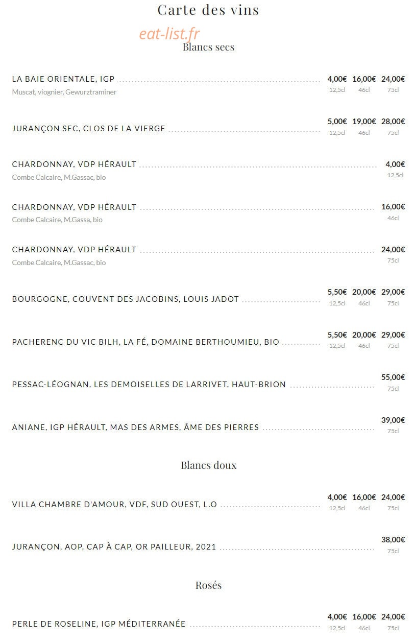 Brasserie Supervie — carte page 16