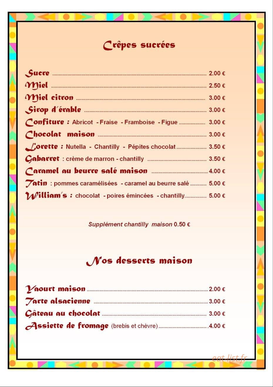 Chez Claire — carte page 8