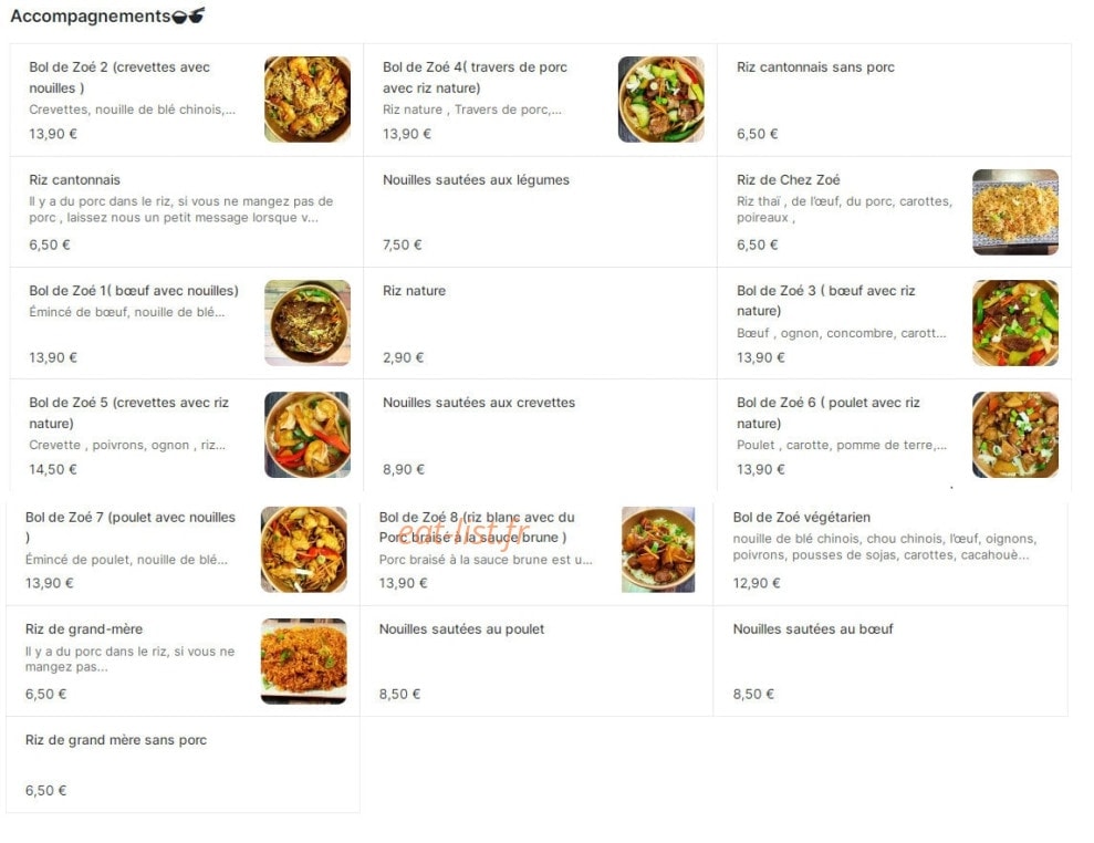Chez Zoé — carte page 6