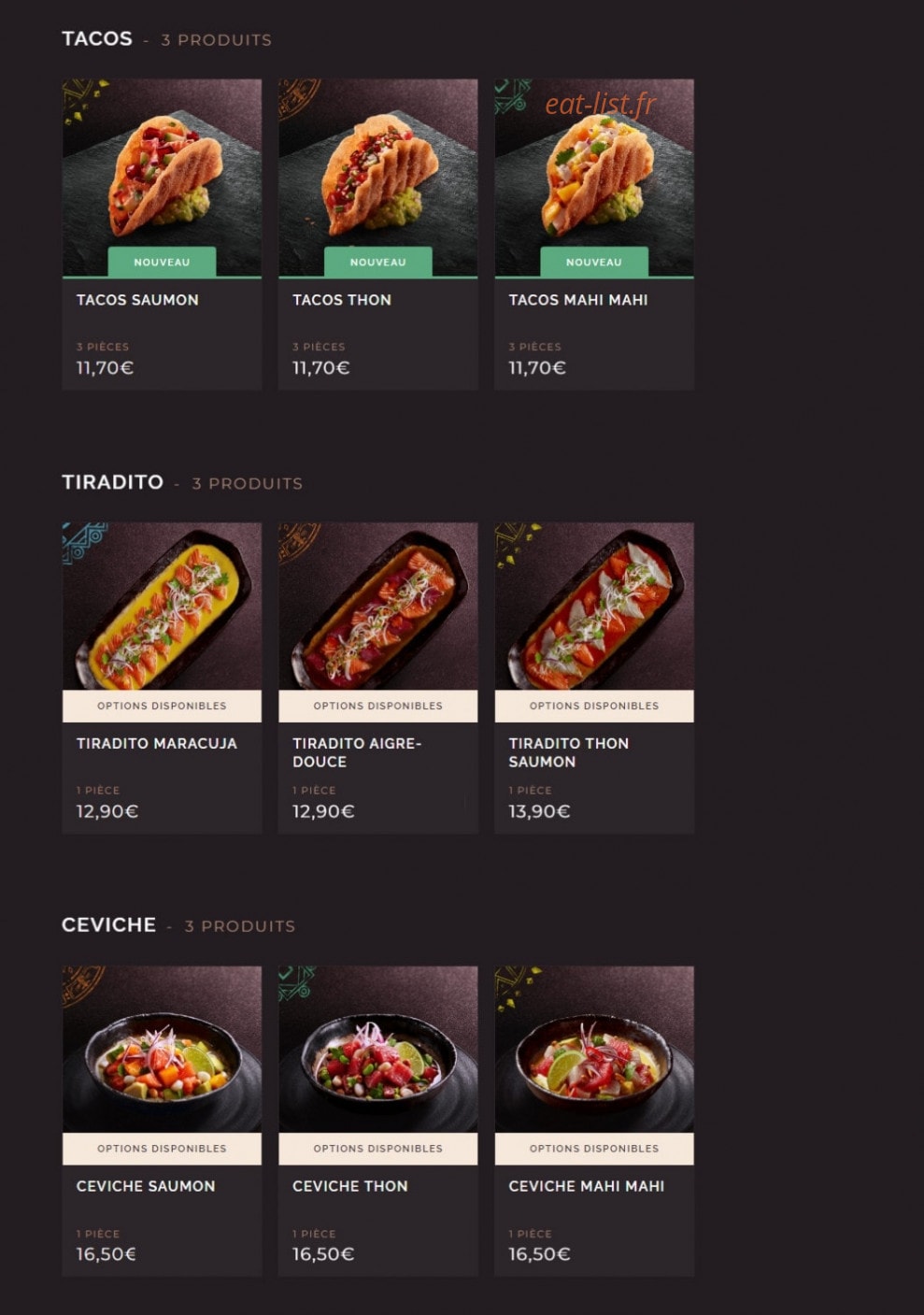 Côté Sushi — carte page 7