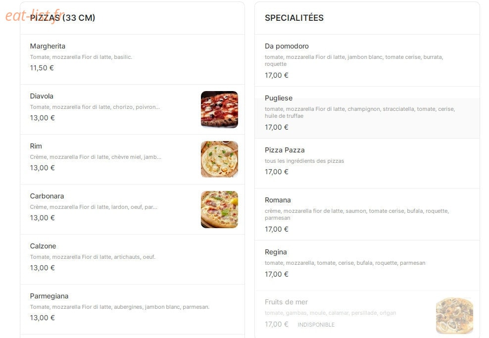Da Pomodoro — carte page 1