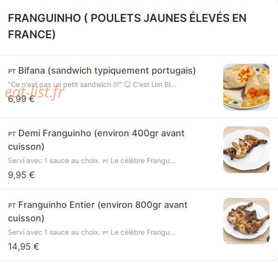 Franguinho — carte page 2
