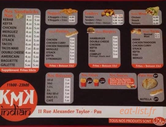Kmk Food — carte page 2