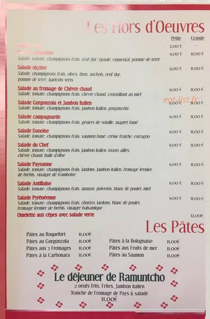 L’entrecôte — carte page 2