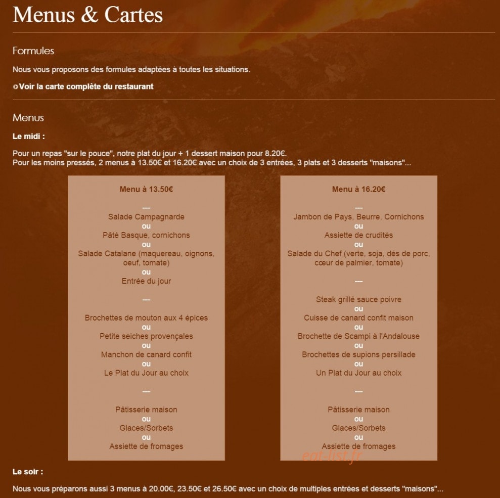 La Brochetterie — carte page 1