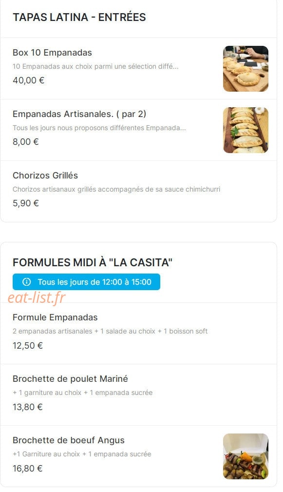 La Casita — carte page 1