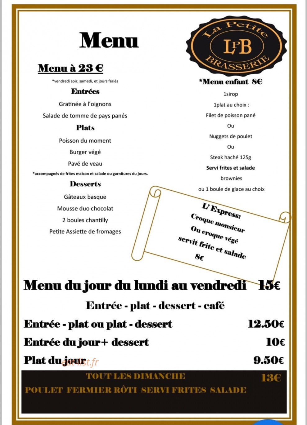 La petite Brasserie — carte page 3