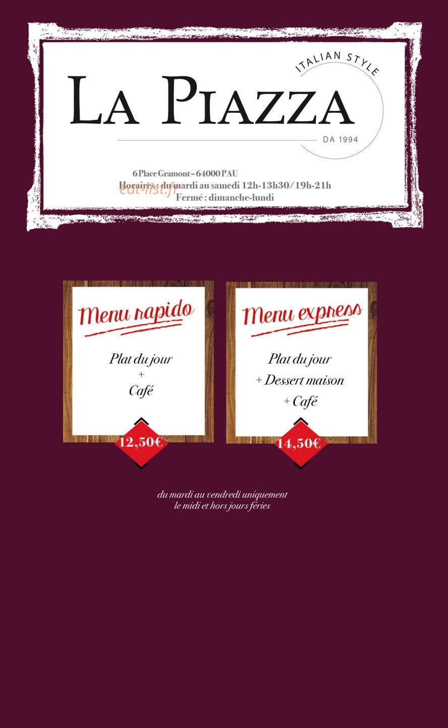 La Piazza — carte page 1