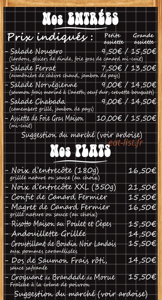 Le Chabada — carte page 1