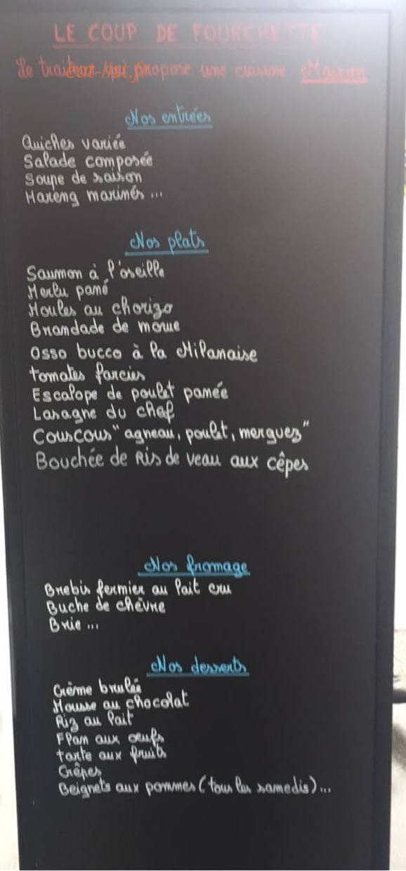 Le coup de Fourchette — carte page 1