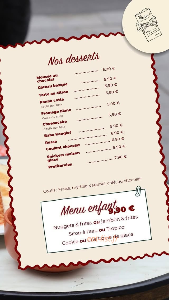 Carte et menu de Le Cristal à Pau — Menu 2