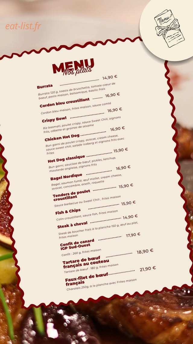 Carte et menu de Le Cristal à Pau — Menu 4