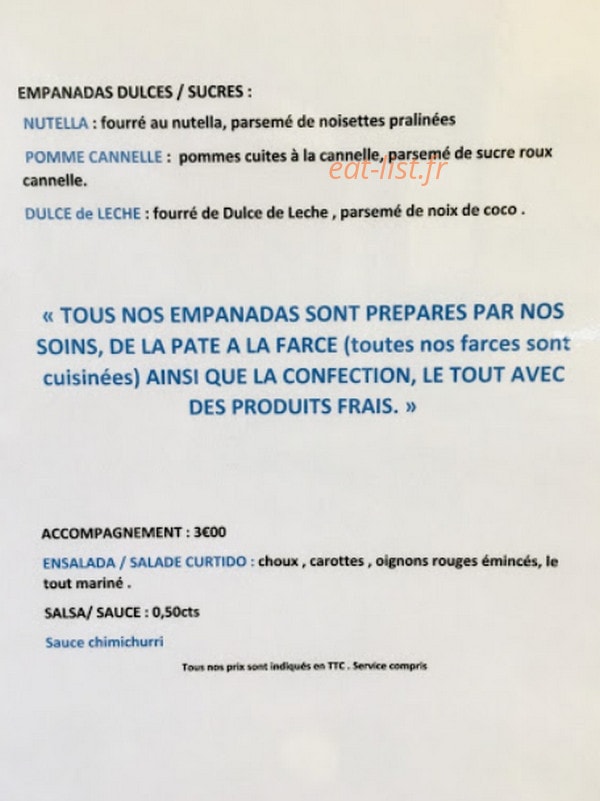 Les Empanadas — carte page 2