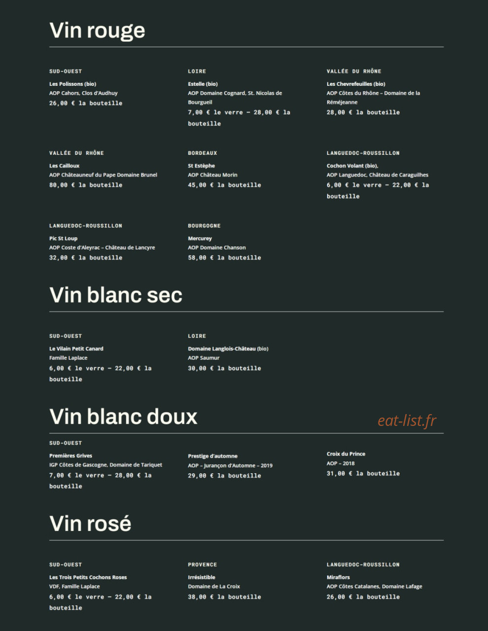 Les Petites Canailles — carte page 6