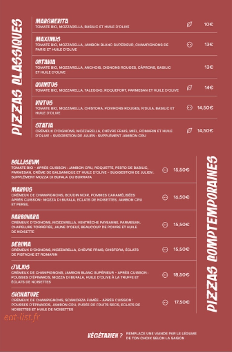 Carte et menu de Lupo pizza & streetfood à Pau — Les pizzas