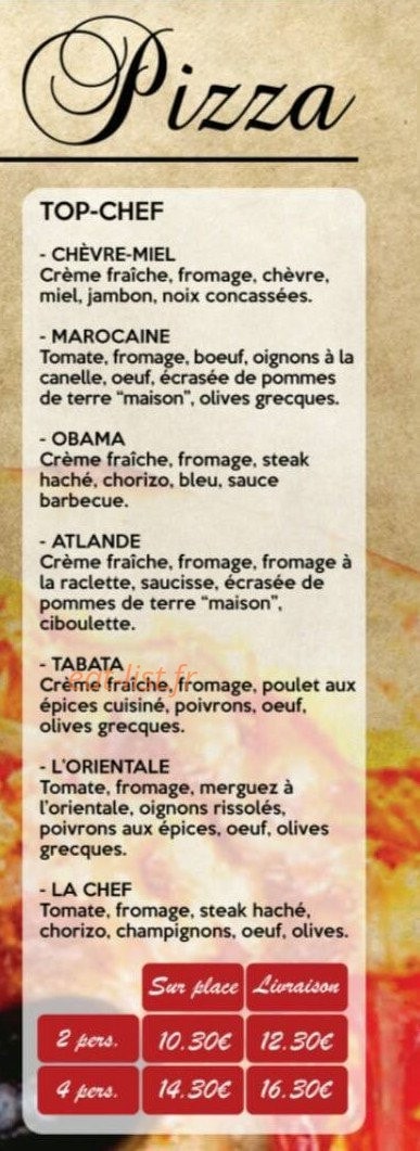 Master Pizza — carte page 2