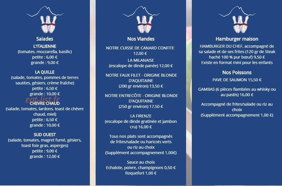 New Bowling des Pyrénées — carte page 2