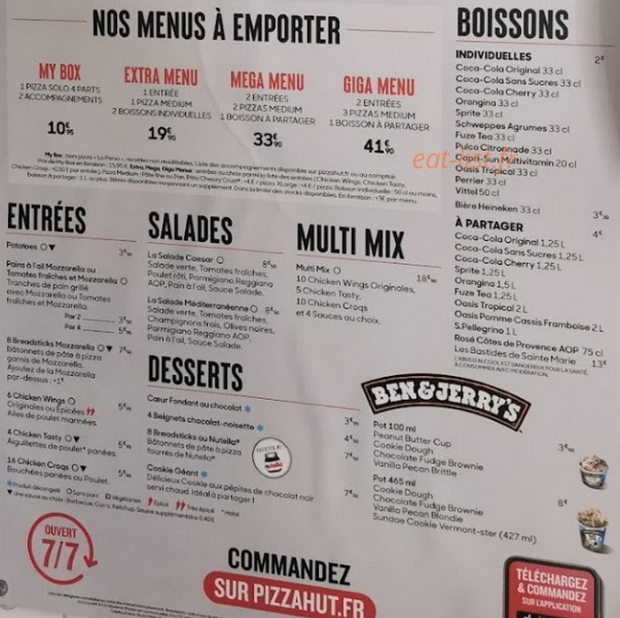 Pizza Hut — carte page 2