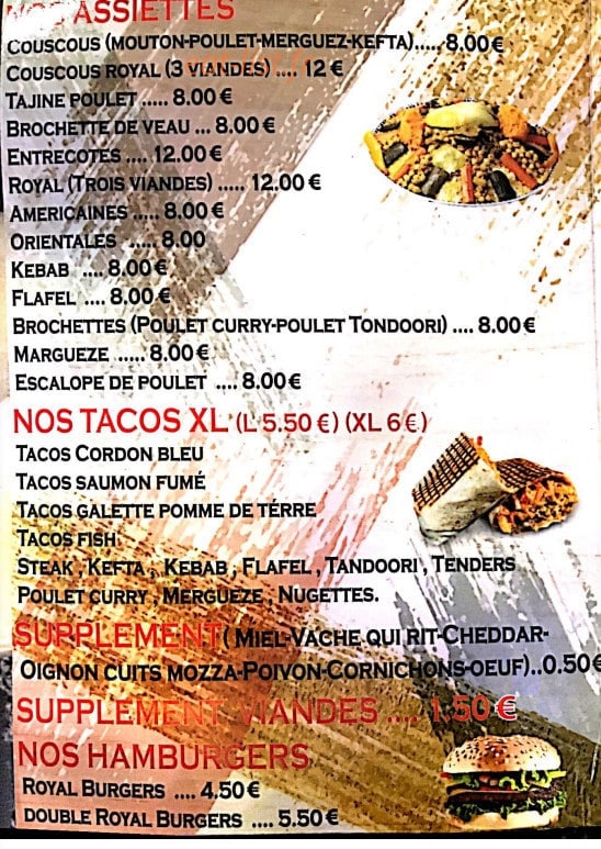 Russicada food — carte page 1
