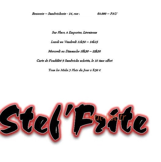 Stef'Frite — carte page 1