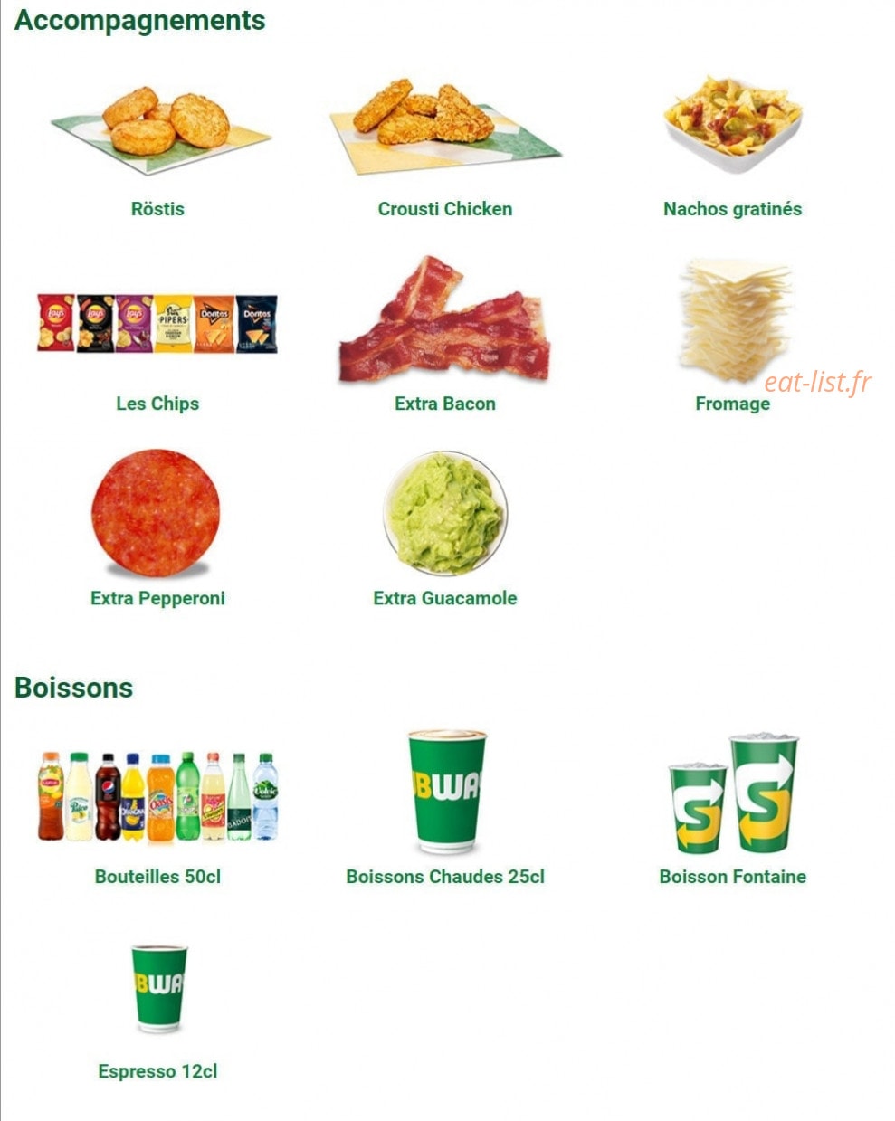 Subway — carte page 6
