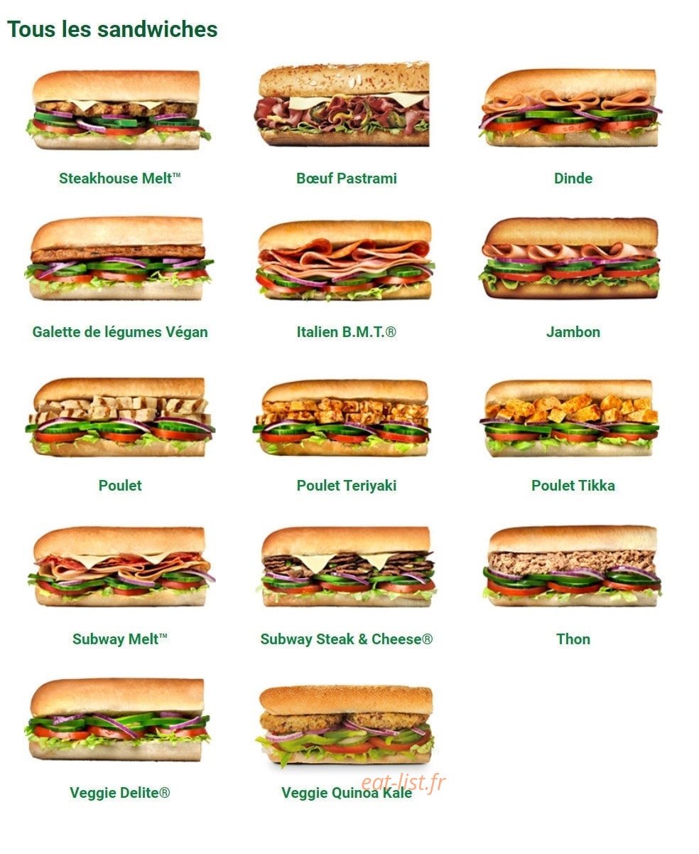 Subway — carte page 1