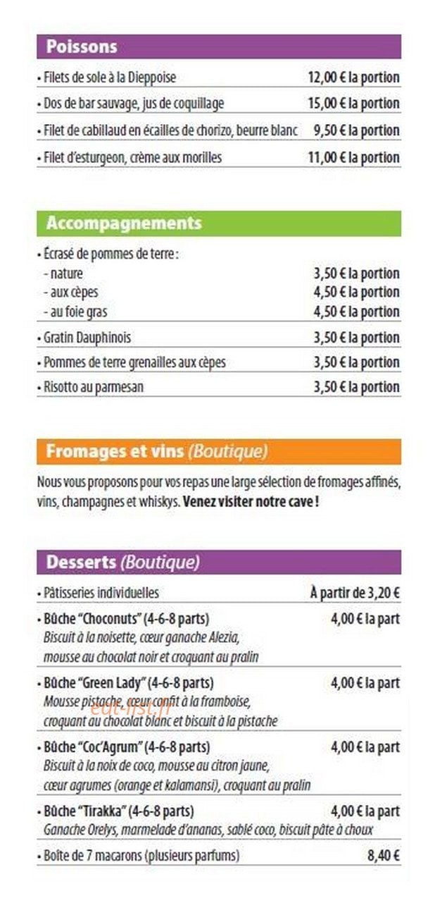 Toques et Gourmandises — carte page 7