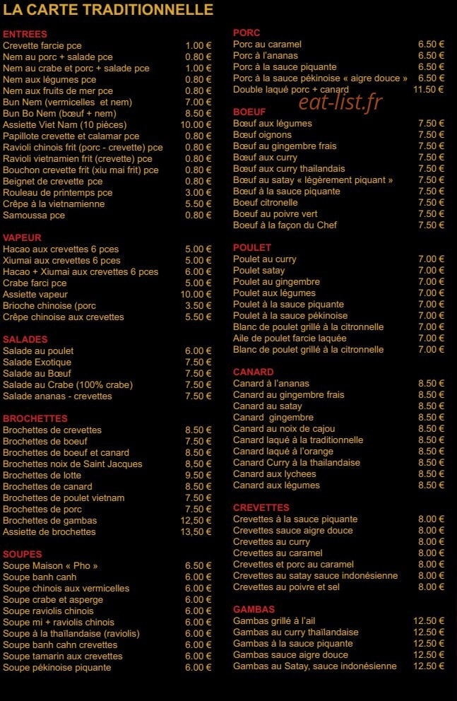 Viet Nam Restaurant — carte page 2