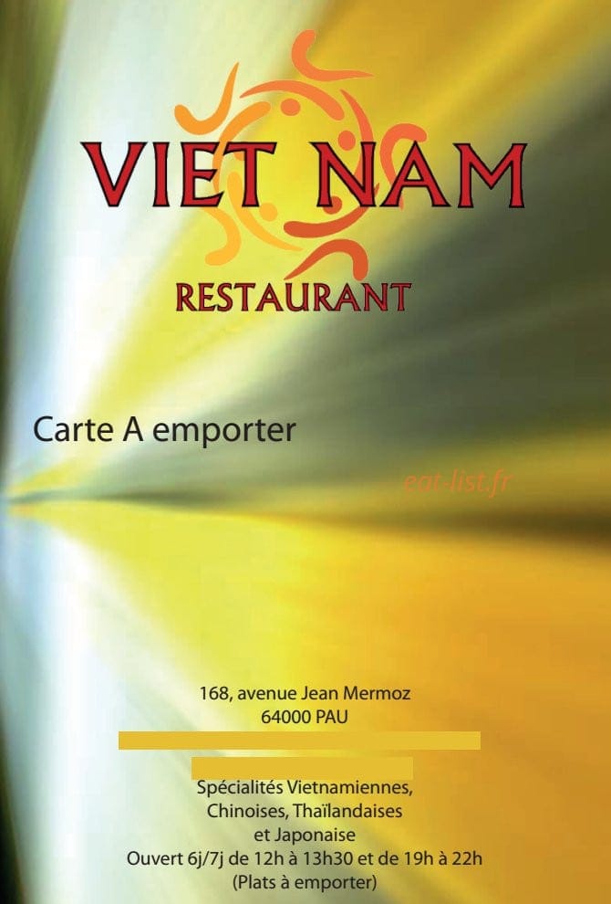 Viet Nam Restaurant — carte page 1
