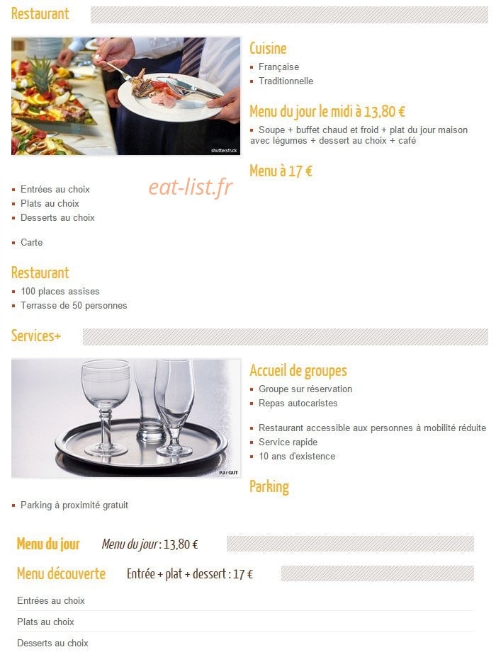 Au Buffet — carte page 1