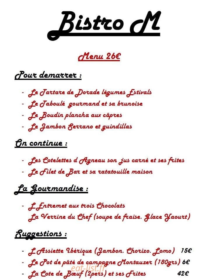 Bistro M — carte page 2