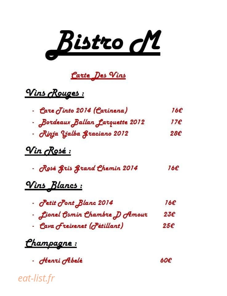 Bistro M — carte page 3