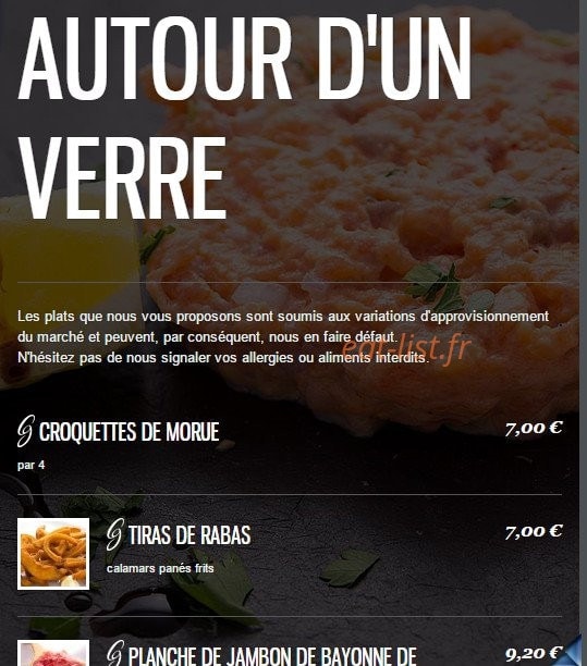Bodega Chez Gilles — carte page 1