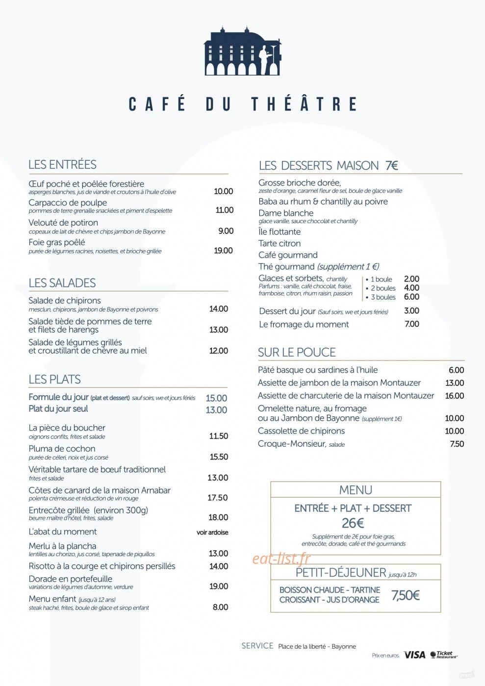 Café Du Théâtre — carte page 1
