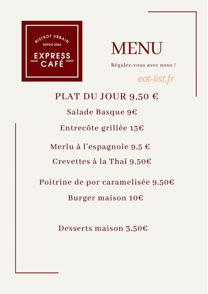 Café Express — carte page 1
