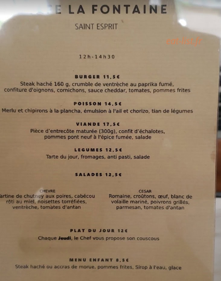Café la Fontaine — carte page 1