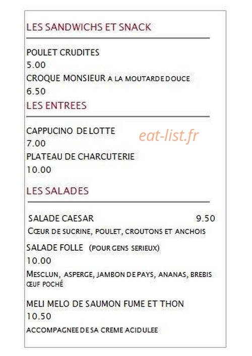 Café Les Remparts — carte page 1